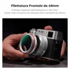 Kit composto da filtro Black Mist 1/4 + paraluce quadrato in metallo + copriobiettivo, compatibile con gli accessori della serie Fujifilm X100, colore argento.