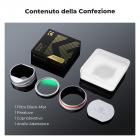 Kit composto da filtro Black Mist 1/4 + paraluce quadrato in metallo + copriobiettivo, compatibile con gli accessori della serie Fujifilm X100, colore argento.