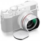 Black Mist 1/4 Filter + Metal Square Hood + Lens Cap Kits Compatible with Fujifilm X100 Series Accessories, Silver