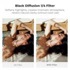 Black Mist 1/4 Filter + Metal Square Hood + Lens Cap Kits Compatible with Fujifilm X100 Series Accessories, Silver