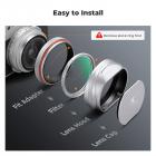 Black Mist 1/4 Filter + Metal Square Hood + Lens Cap Kits Compatible with Fujifilm X100 Series Accessories, Silver