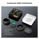 Kit filtro Black Mist 1/4 + paraluce quadrato in metallo + copriobiettivo compatibile con accessori della serie Fujifilm X100, nero