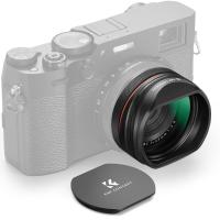 Black Mist 1/4 Filter + Metal Square Hood + Lens Cap Kits Compatible with Fujifilm X100 Series Accessories, Black
