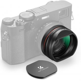 Black Mist 1/4 Filter + Metal Square Hood + Lens Cap Kits Compatible with Fujifilm X100 Series Accessories, Black