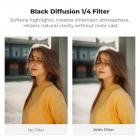 Black Mist 1/4 Filter + Metal Square Hood + Lens Cap Kits Compatible with Fujifilm X100 Series Accessories, Black