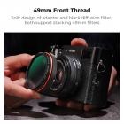 Black Mist 1/4 Filter + Metal Square Hood + Lens Cap Kits Compatible with Fujifilm X100 Series Accessories, Black