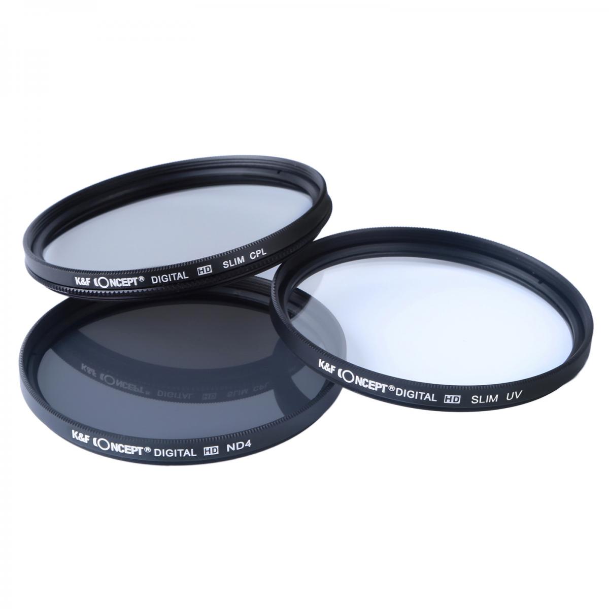 77mm Lens Filter Kit Neutral Density ND4+UV+Circular Polarizing (CPL