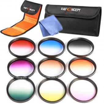 77mm Filtro Kit Graduado Laranja, Azul, Cinza, Vermelho, Roxo, Verde, Rosa, Marrom, Amarelo