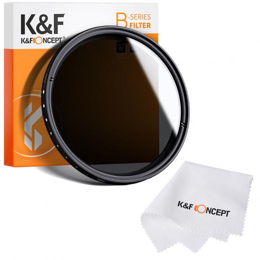 K&F Concept Filtre ND Variable 43mm Densité Neutre ND2-400 et Chiffon de Nettoyage en Kit pour Objectif Appareil Photo DSLR Caméras