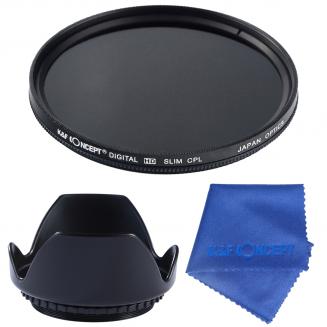 58mm Circular Polarizing CPL Filter + Tulip Flower Lens Hood + Cleaning Cloth