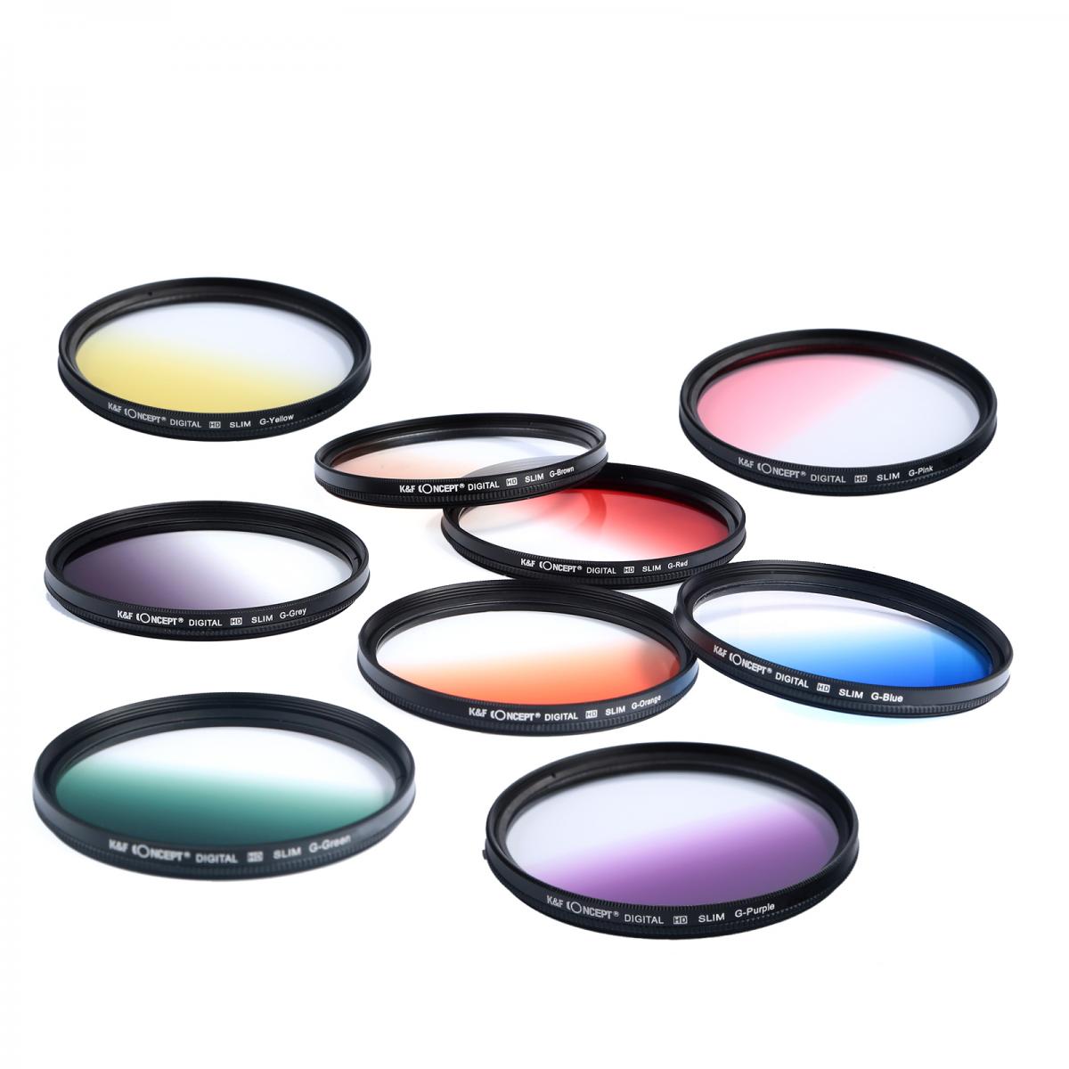 58mm Filter Set (Graduated Orange, Blue, Grey, Red, Purple, Green, Pink, Brown, Yellow)