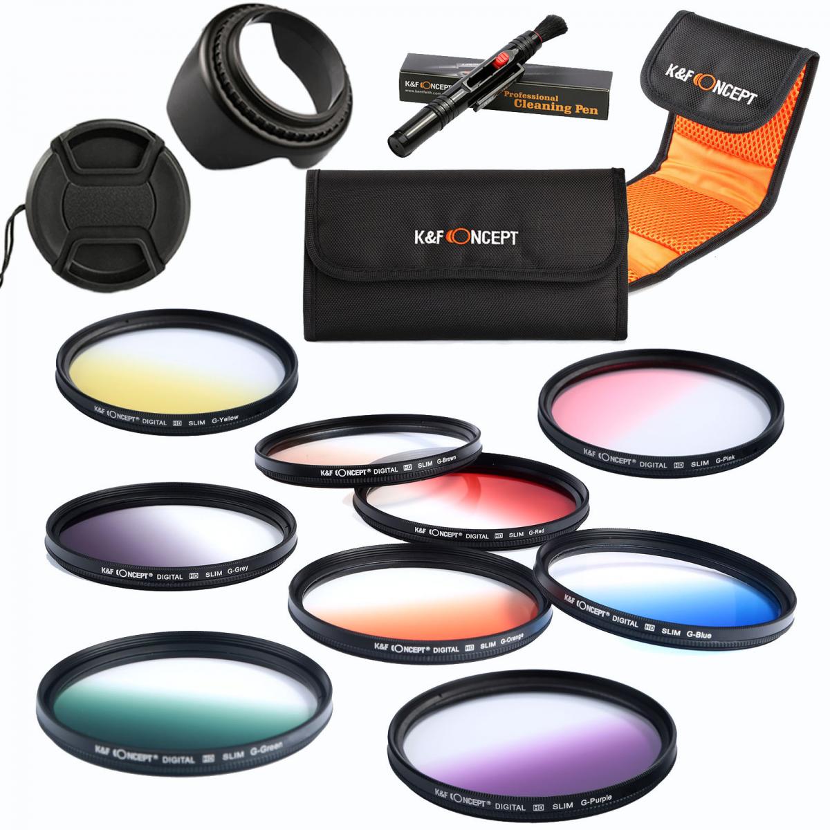 58mm Filter Set (Graduated Orange, Blue, Grey, Red, Purple, Green, Pink, Brown, Yellow)