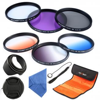 52mm UV, CPL, FLD, Graduado Azul, Laranja, Cinza Filtro Kit