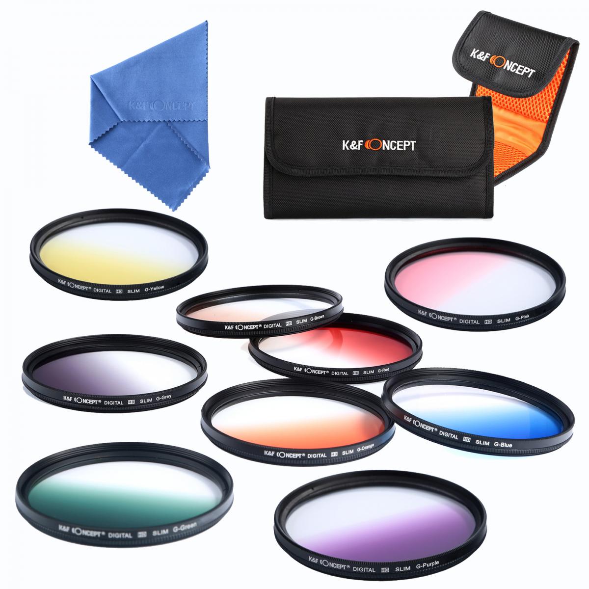 62mm Filter Set (Graduated Orange, Blue, Grey, Red, Purple, Green, Pink, Brown, Yellow)