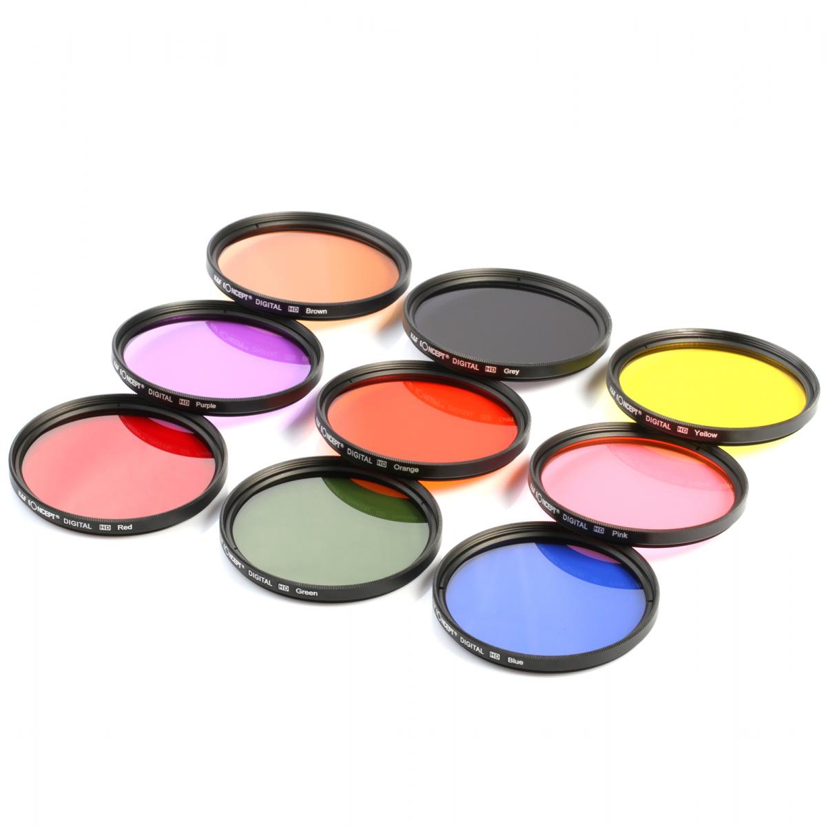 52mm Color Filter Set (Orange, Blue, Grey, Red, Green, Brown, Yellow, Purple, Pink)