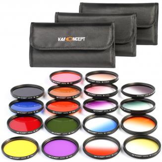 52mm Filter Set (Graduated & Color Orange, Blue, Red, Green, Yellow, Purple, Pink, Grey, Brown)