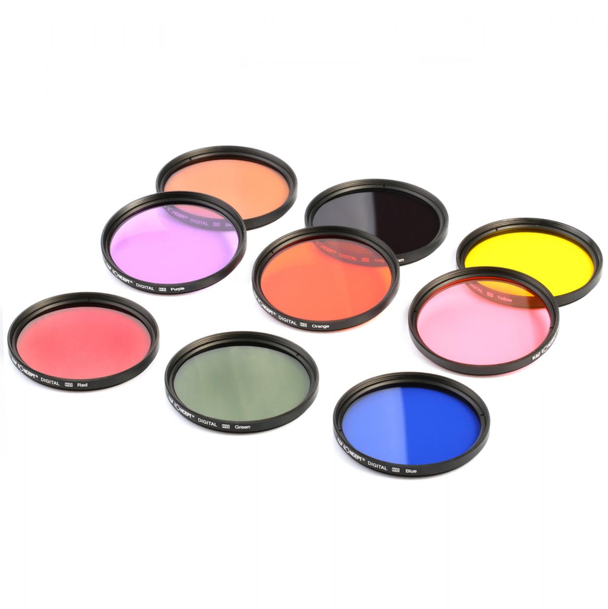 58mm Filter Set (Graduated & Color Orange, Blue, Red, Green, Yellow, Purple, Pink, Grey, Brown)