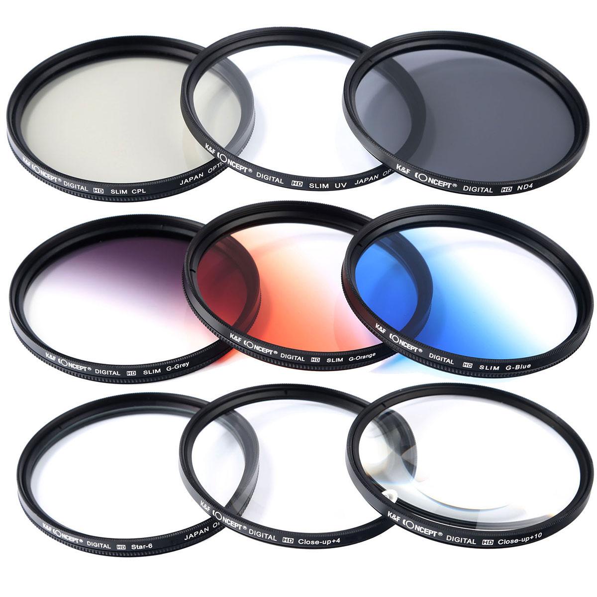 58mm Filter Set (UV, CPL, ND4, Graduated Orange, Blue, Grey, Close up  + 4  + 10, Star 6)