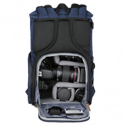 S-ZONE Waterproof Professional Canvas Camera Laptop Backpack Daypack Bag case for DSLR Lenses and Tripod DJI Mavic Pro Canon Nikon Sony Fujifilm