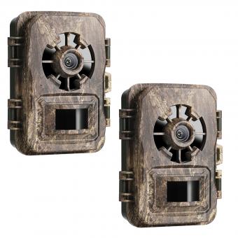 24MP*1296P night vision, 120° wide-angle*0.2S trigger 2-inch screen tracking camera, dead wood color 2pcs