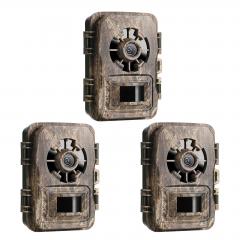 3Pcs A101XS 24MP*1296P 2-inch Screen Trail Camera Kits, Night Vision, 120° Wide-Angle, Dead Wood Color