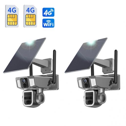 4G Solar Security Camera with WiFi Connection 2-in-1, 2PCS Kentfaith Outdoor Surveillance Camera with IP66 Waterproof Rating & 10X Optical Zoom