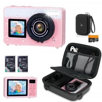 Underwater Camera for Kids 4K 48MP, 3M Waterproof, Dual Screen, for Snorkeling Swimming, Includes EVA Storage Case, Kentfaith