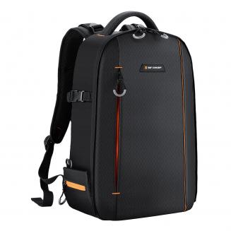 18L Mochila Fotografía 2 en 1 para Cámara Impermeable con Compartimento para Portátil de 15,6 Pulgadas - Backpack Nature Wander 05 Negro y Naranja