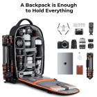 18L Mochila Fotografía 2 en 1 para Cámara Impermeable con Compartimento para Portátil de 15,6 Pulgadas - Backpack Nature Wander 05 Negro y Naranja