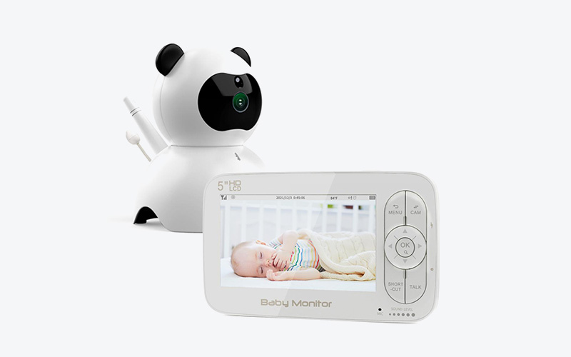 Monitor de bebê de vídeo LCD Panda de 5" com câmera de visão noturna