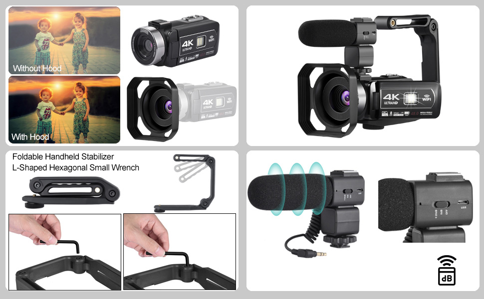 Videocámara de video 4K, cámara de vlogging de 56MP con WiFi, cámara de  pantalla táctil de rotación de 270° con visión nocturna IR Cámara de