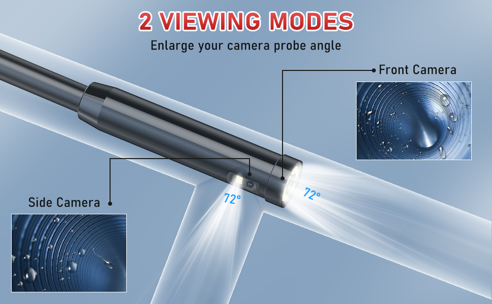 Endoscopio industriale telecamera di ispezione a doppia lente 1080P HD, 5,5  mm con cavo in metallo e schermo rigido IPS da 4,3', 8 luci LED Idrocamera,  Gadget per uomini, 5M (16,4FT) - K&F Concept