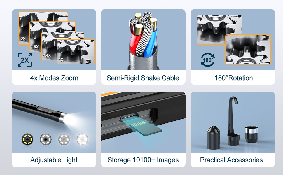 Endoscopio USB, Telecamera di Ispezione Serpente 1080p da 14,5 Mm con Luci  a LED Regolabili e Cavo Coassiale Semi Rigido Ip67 Telecamera Periscopio USB  C Impermeabile per Android : : Auto e