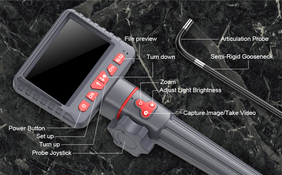 Endoscopio Industriale, 1080P HD Telecamere di Ispezione 2.4 Pollice, Endoscopio  Professionale, 8mm IP68 Impermeabile Sonda Endoscopica Cavo Semirigido da  5m Telecamera, 2600mAh Alta capacità : : Auto e Moto