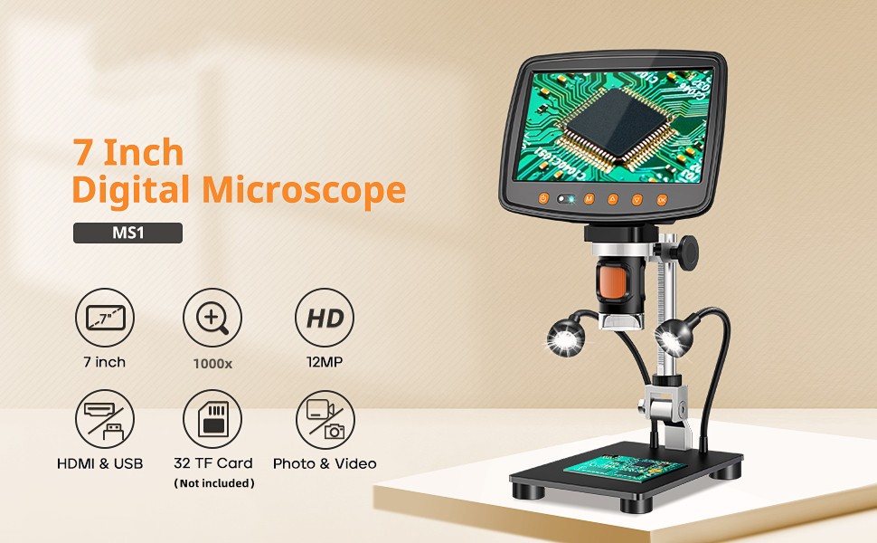 7 LCD Screen Digital Microscope  KentFaith Microscopes - KENTFAITH