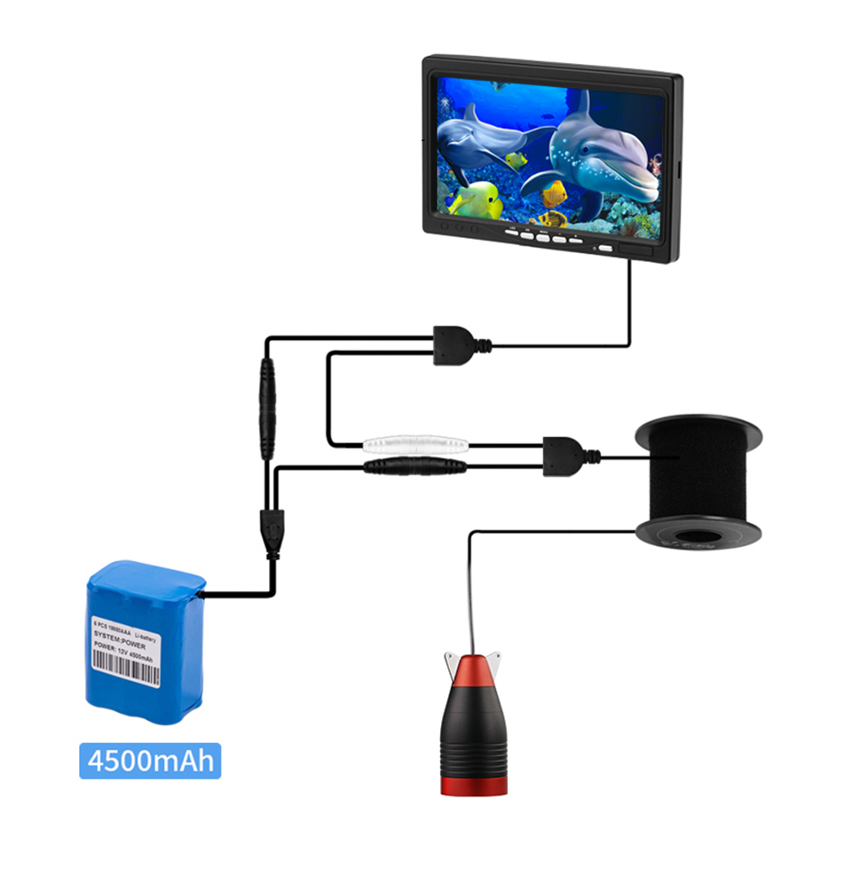 Acquista Ecoscandaglio per fotocamera da pesca subacquea 1200TVL con 12 LED  IR Display LCD da 7 pollici/9 pollici 15M/30M/50M