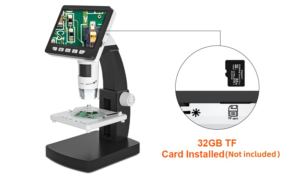 Microscopio digitale LCD da 4,3, ingrandimento 50X-1000X, microscopio USB  per adulti e bambini con 8 LED regolabili, compatibile con Windows/Mac iOS  - K&F Concept