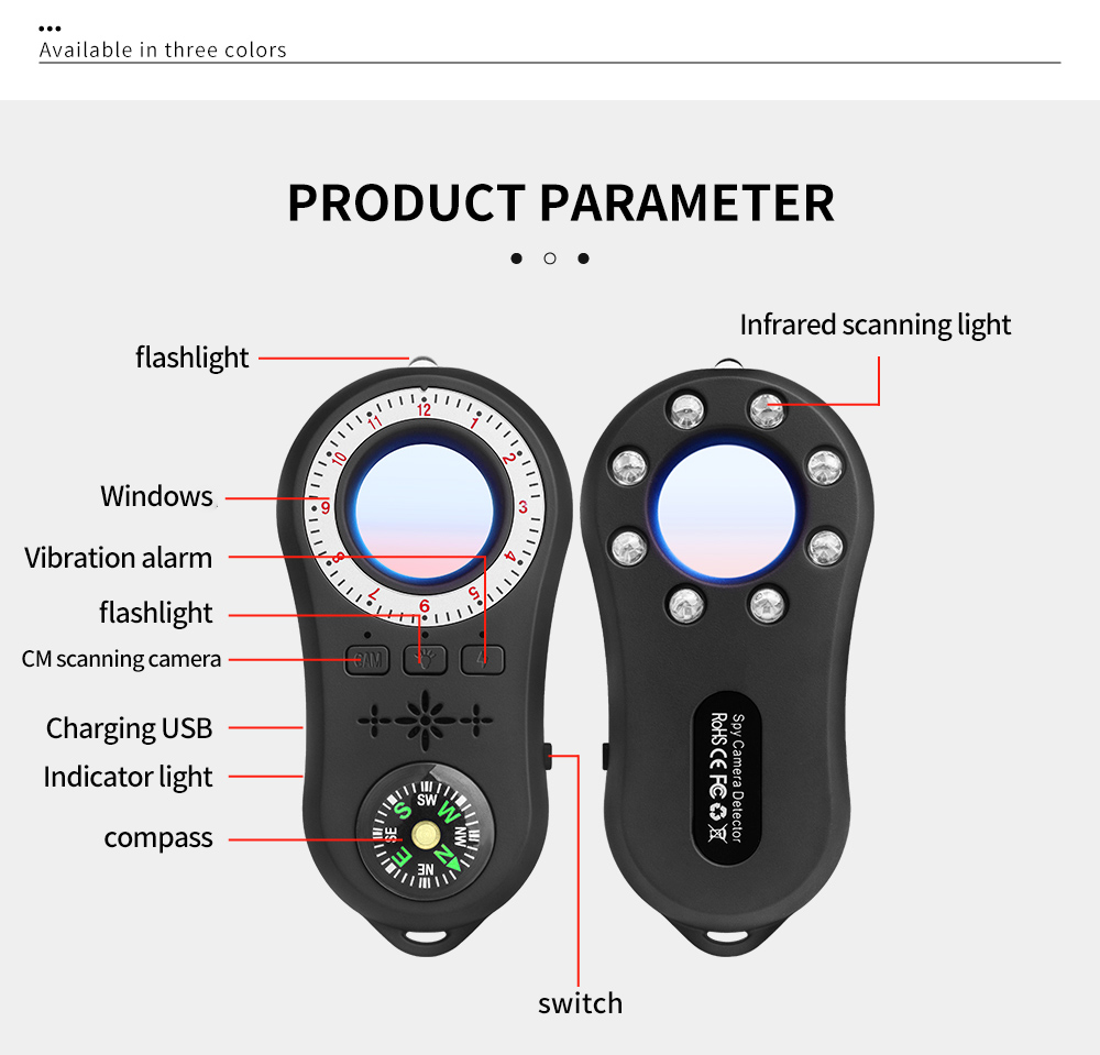 Detector de cámara invisible Detector de cámara espía Alarma de sonido de  seguridad de emergencia personal con mini linterna led Detector de cámara  de bolsillo rápidamente y