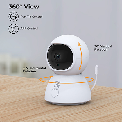 Moniteur bébé WiFi HD 1080P avec détection de son et de mouvement, caméra  de sécurité intérieure avec suivi de mouvement, surveillance de la  température et berceuse, avec une carte mémoire 64G 