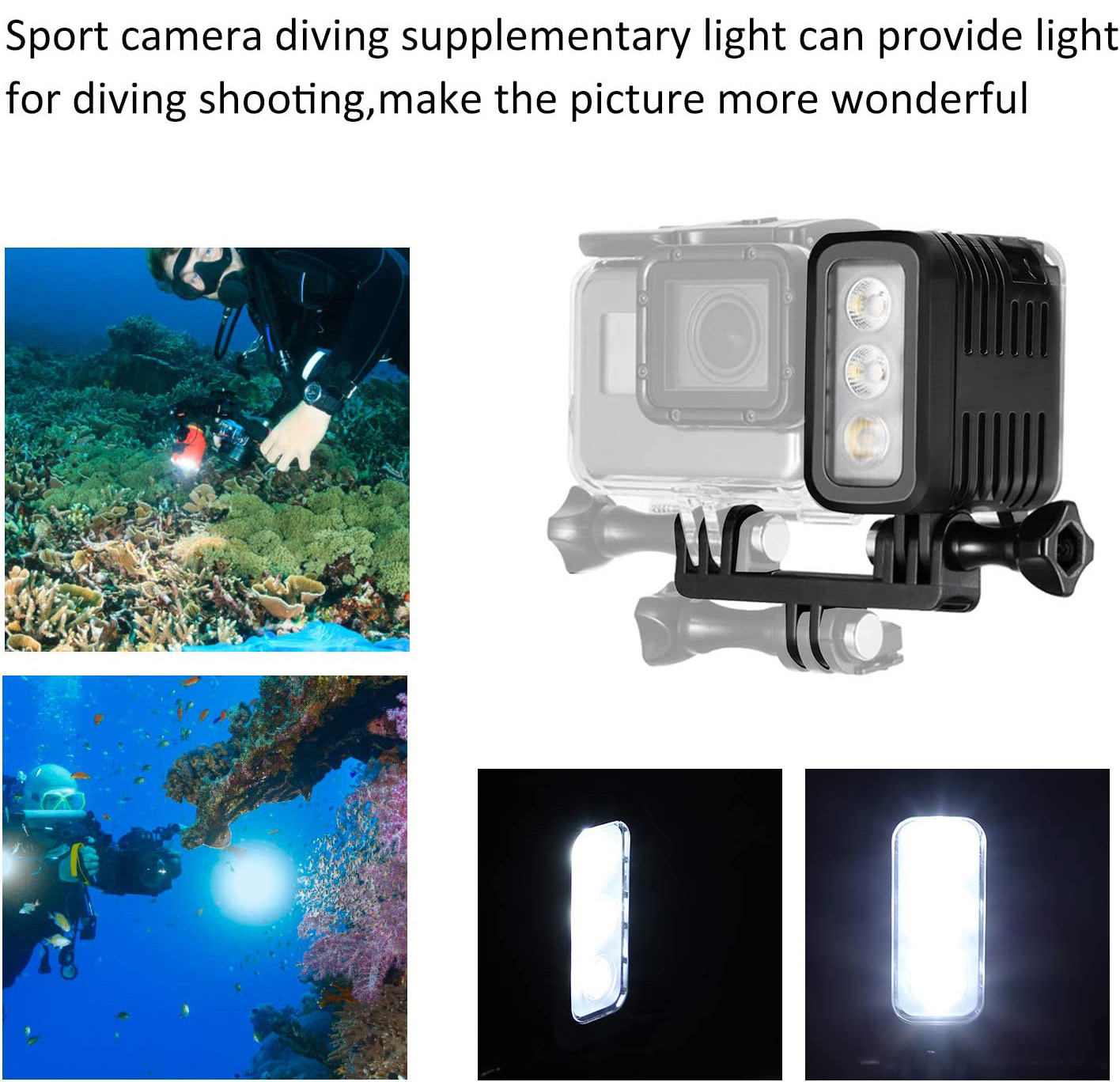 水中ダイビングライト、ハイパワー調光防水LEDビデオフィルライト