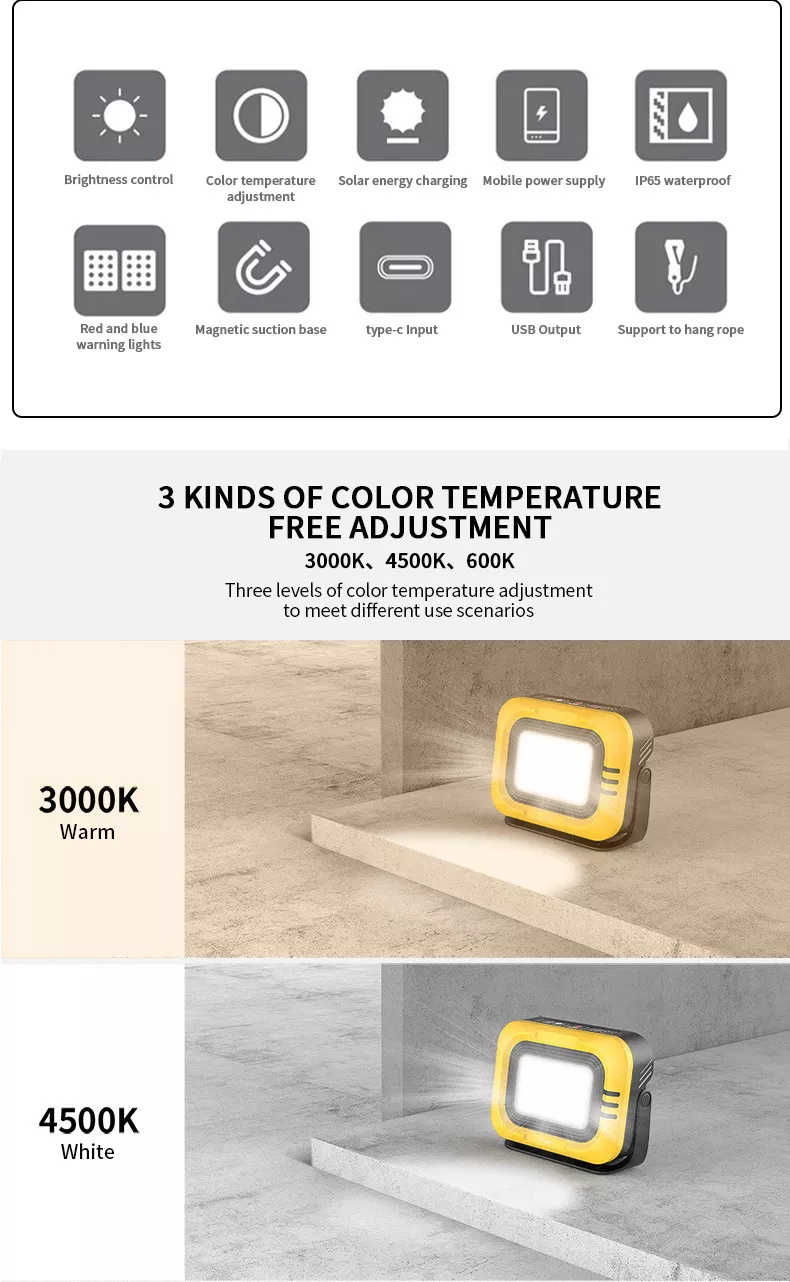 M3 Solar LED Camping Light, 1200LM and 3 colour temperatures rechargeable  multifunctional LED light, portable camping