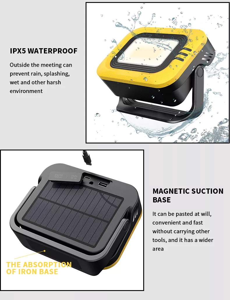 M3 Solar LED Camping Light, 1200LM and 3 colour temperatures rechargeable  multifunctional LED light, portable camping