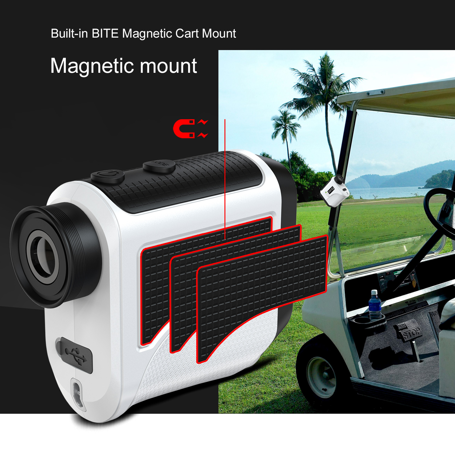 Télémètre de golf KM-J1200H avec écran couleur tactile LCD HD, télémètre de  chasse laser rechargeable
