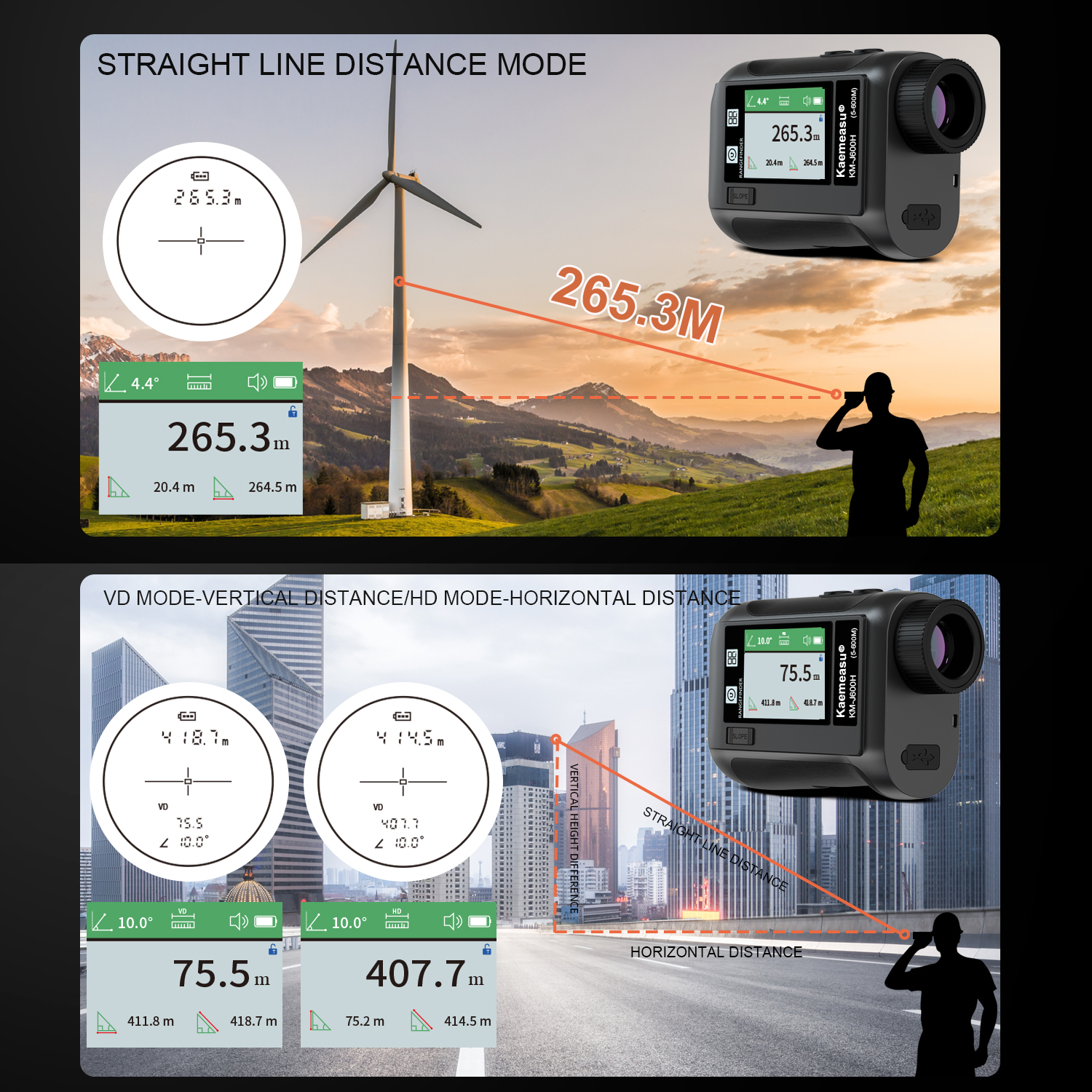 Télémètre Golf KM-J800H Télémètre Chasse Rechargeable - K&F Concept