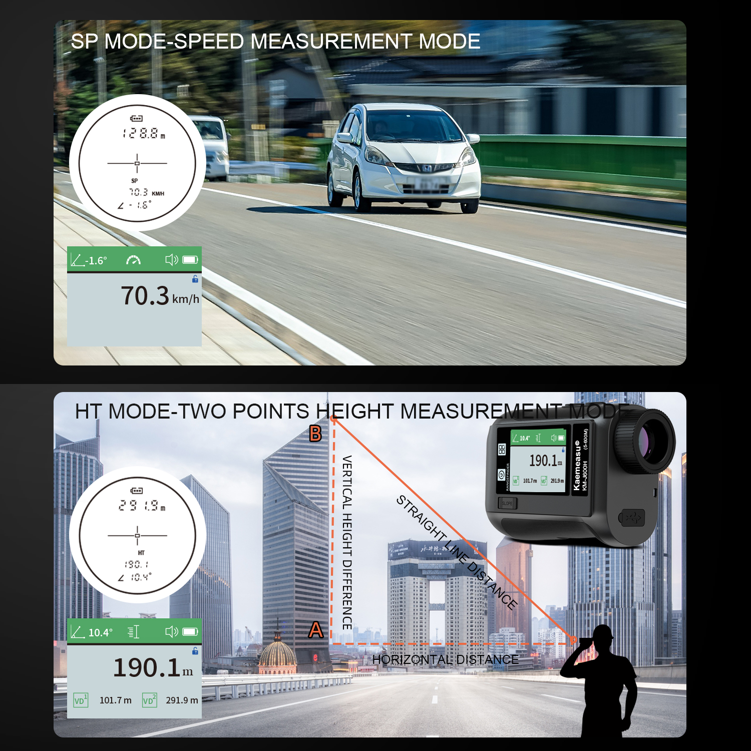 Télémètre Golf KM-J800H Télémètre Chasse Rechargeable - K&F Concept