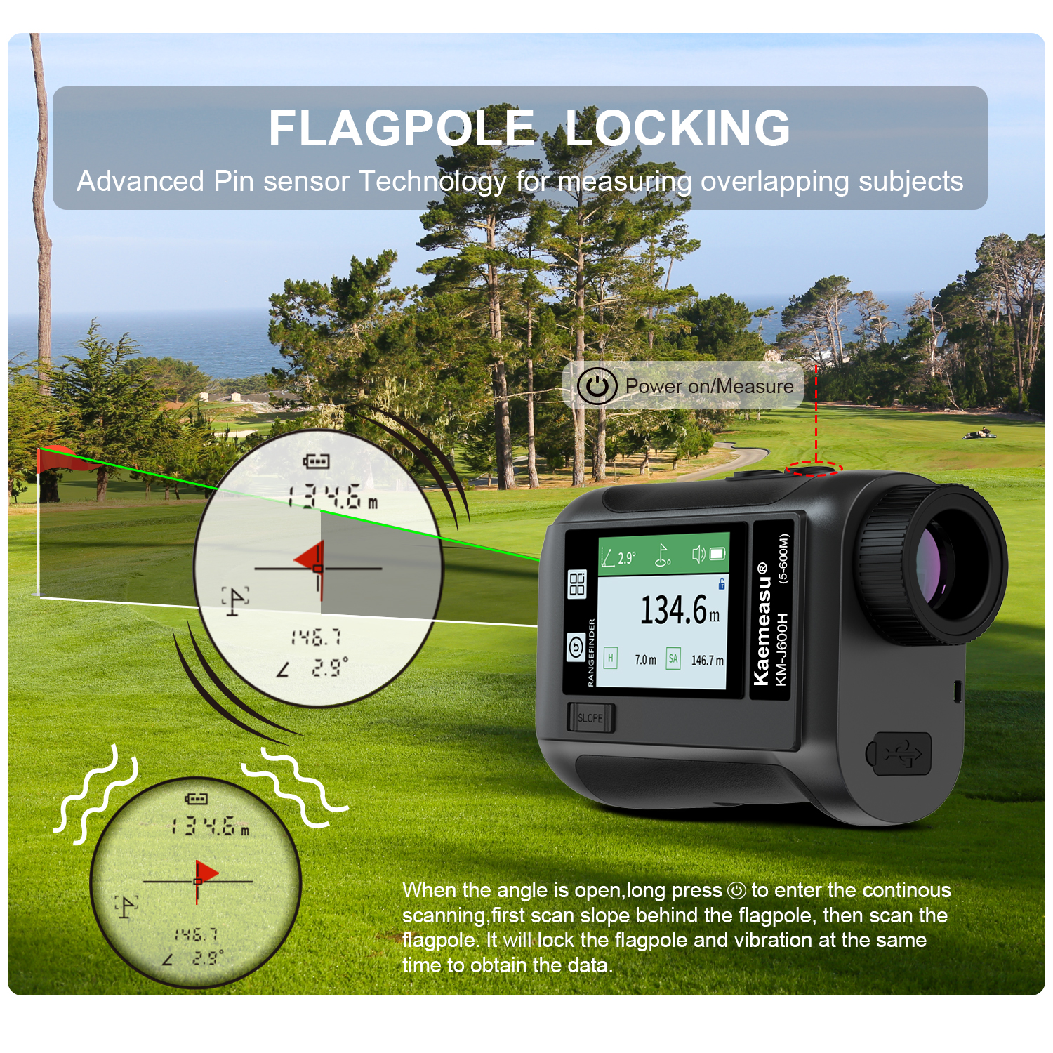 Télémètre Golf KM-J800H Télémètre Chasse Rechargeable - K&F Concept