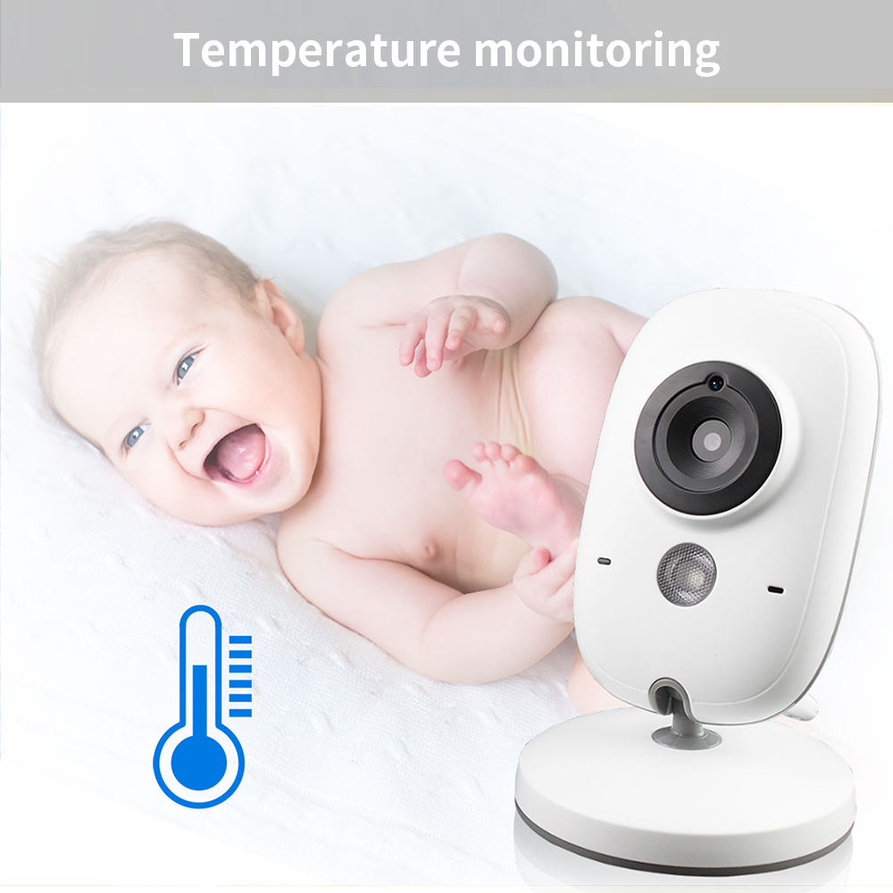 weißes Rauschen 24,6 m Reichweite und lange Akkulaufzeit Raumtemperatur hält Babys sicher mit Nachtsicht Video-Baby-Monitor mit Kamera und Audio Schlaflieder Gesprächsrückhaltung 