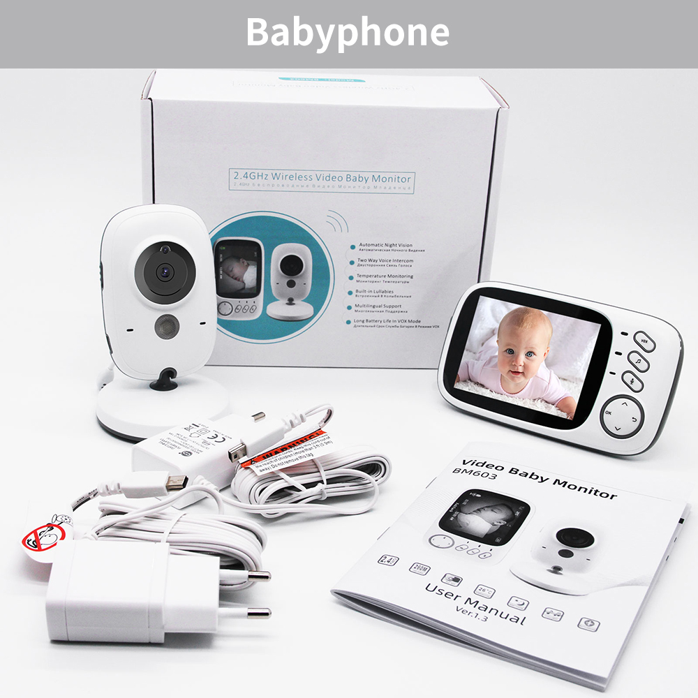 Nachtsicht Video Überwachung Baby Monitor Wireless 3.2 TFT LCD Digital dual Audio Funktion,Gegensprechfunktion,Schlaflieder,Temperatursensor SYOSIN Babyphone mit Kamera 