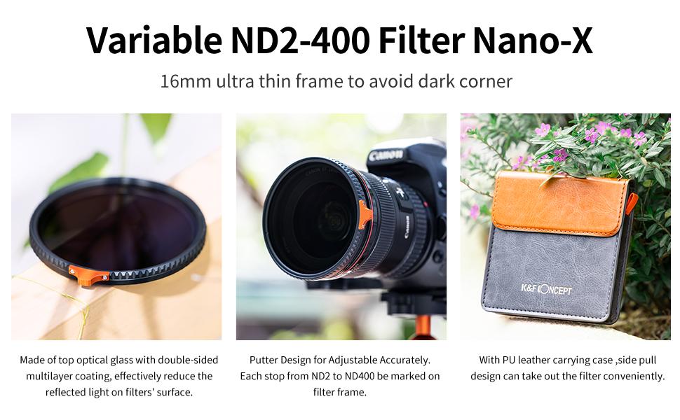 67mm 可変NDフィルター ND2-400（9段）レンズフィルター - K&F Concept