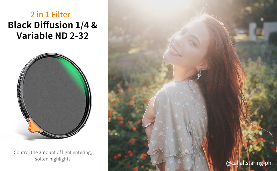 72mm Black Mist 1/4 and ND2-32 (1-5 Stop) Variable ND Lens Filter